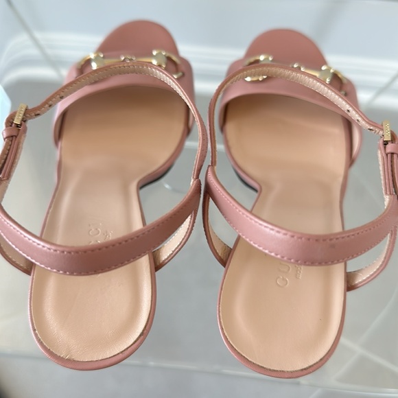 Authentic Gucci Pink Leather Horsebit Ankle Strap Platform Heels Sandals - Picture 6 of 11